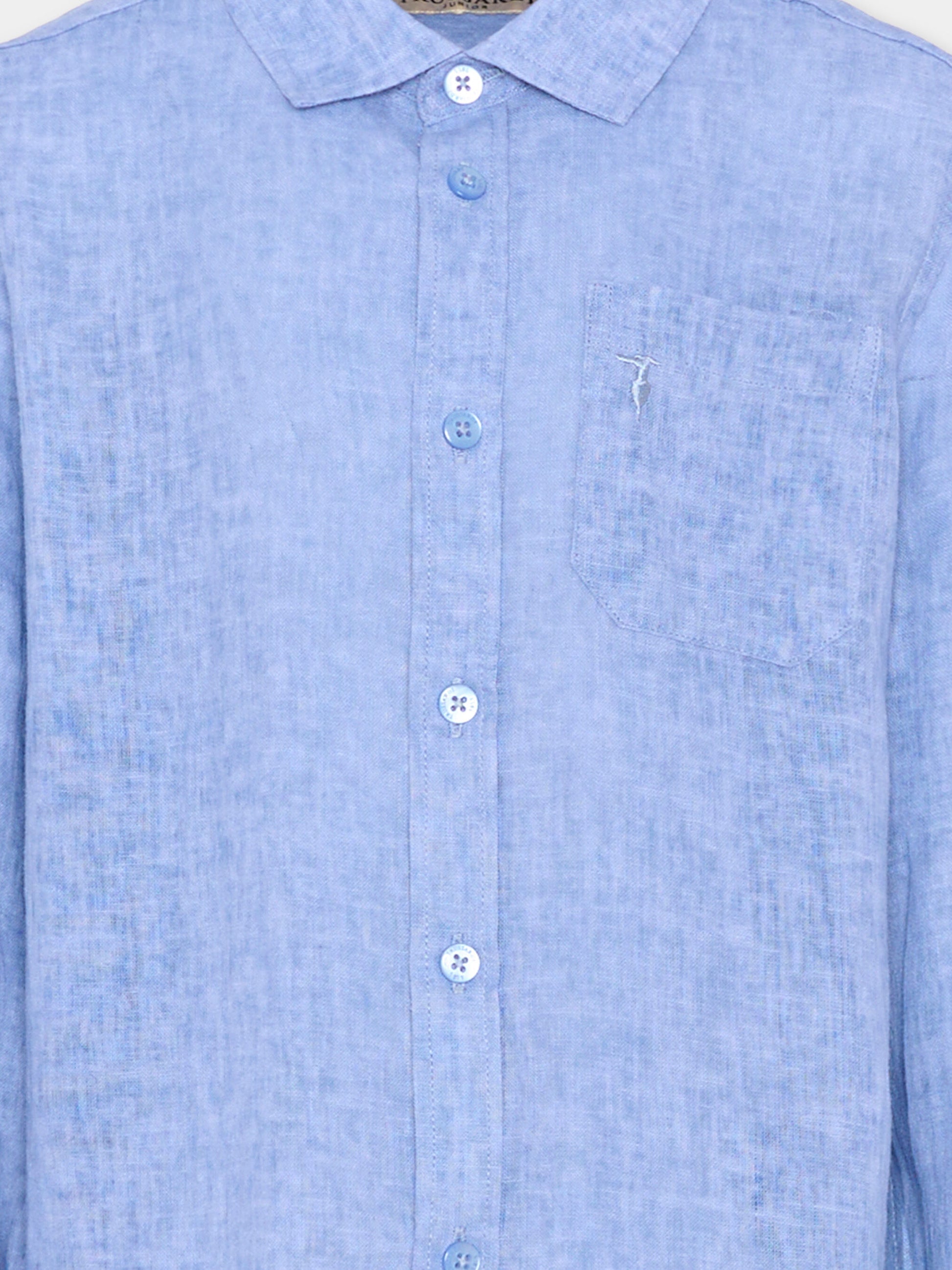 Camicia blu per bambino con levriero,Trussardi Junior,TBP26065CA BLUE ESTATE