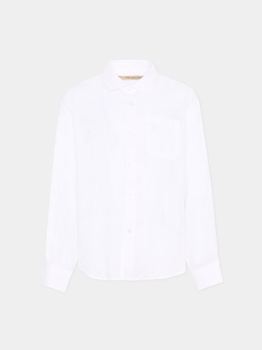 Camicia bianca per bambino con levriero,Trussardi Junior,TBP26065CA WHITE