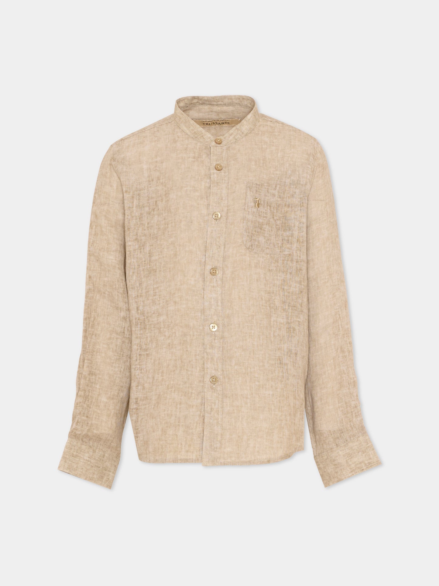 Camicia beige per bambino con levriero,Trussardi Junior,TBP26140CA BROWN INCENSE