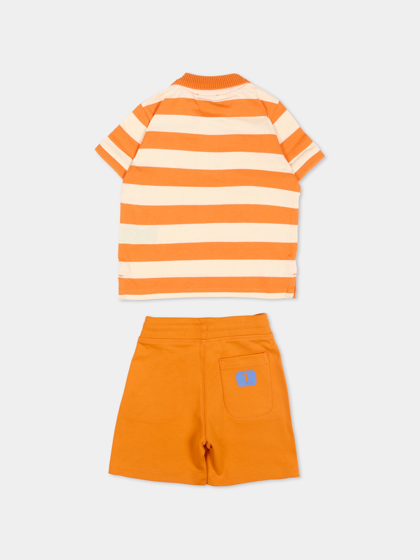 Completo sportivo arancione per neonato a righe,Trussardi Junior,TIP26082CJ ORANGE GOLDEN POPPY
