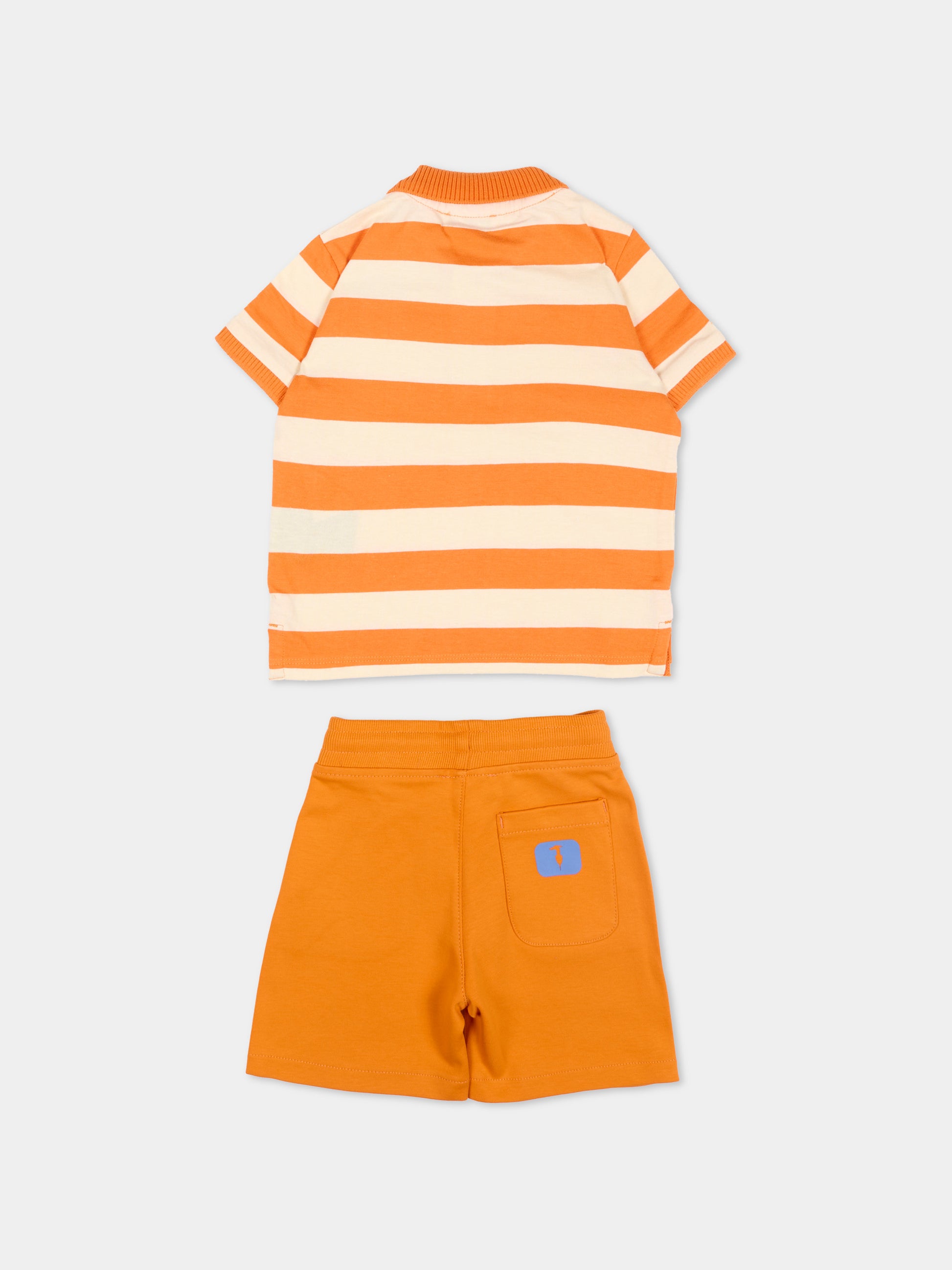 Completo sportivo arancione per neonato a righe,Trussardi Junior,TIP26082CJ ORANGE GOLDEN POPPY