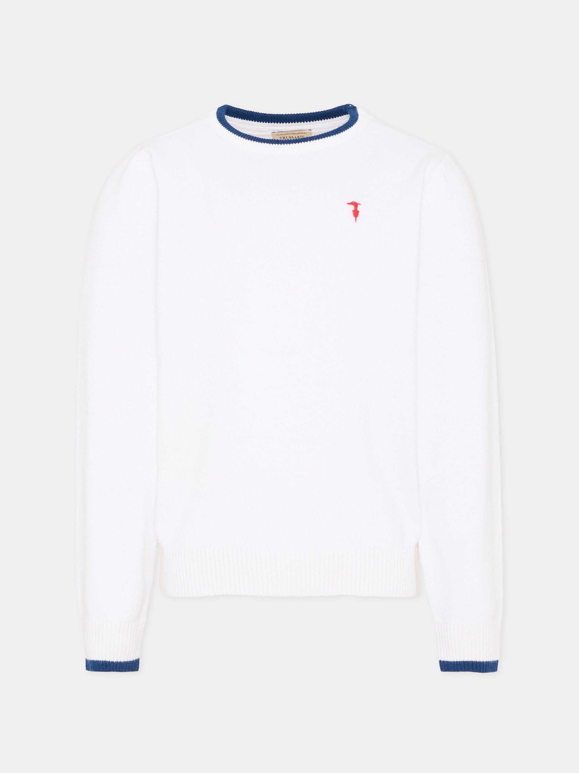 Maglione bianco per bambino con levriero,Trussardi Junior,TIP26004MA WHITE