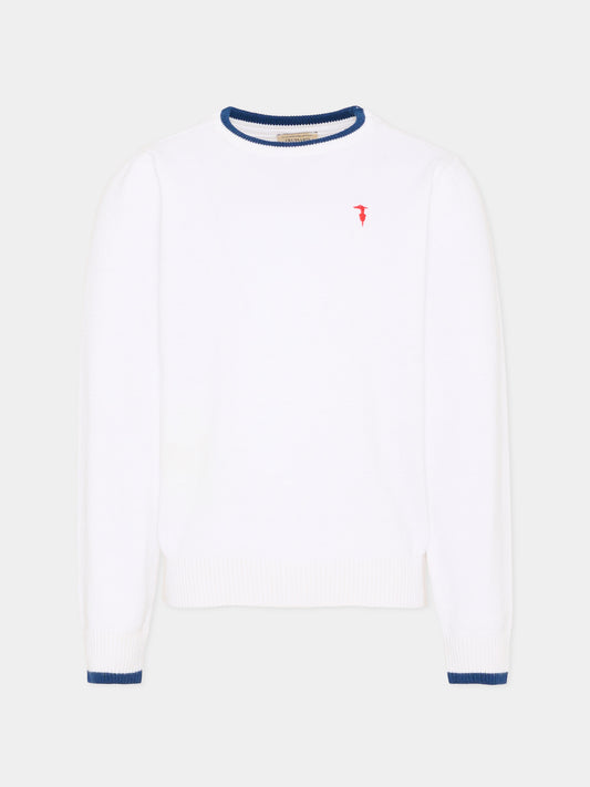 Maglione bianco per bambino con levriero,Trussardi Junior,TIP26004MA WHITE