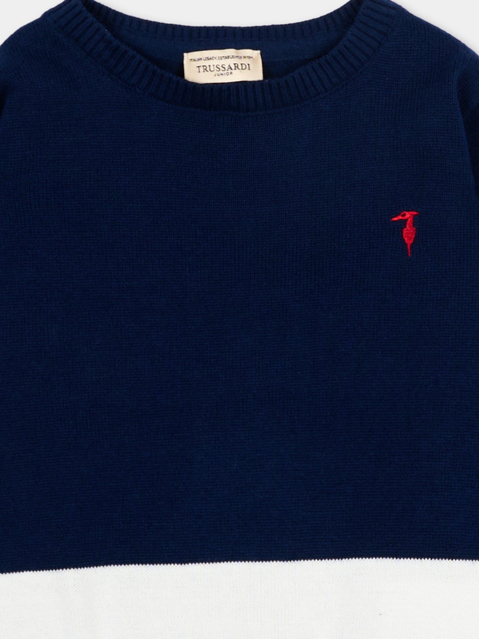 Maglione blu per neonato con levriero,Trussardi Junior,TIP26099MA BLUE ESTATE