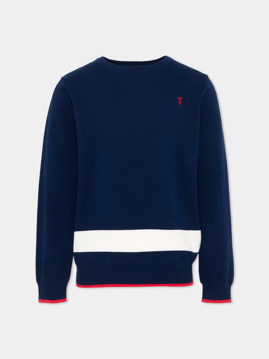 Maglione blu per bambino con levriero,Trussardi Junior,TIP26099MA BLUE ESTATE