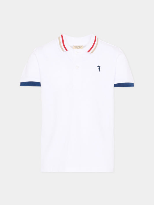 Polo bianca per bambino con logo,Trussardi Junior,TIP26102PO WHITE