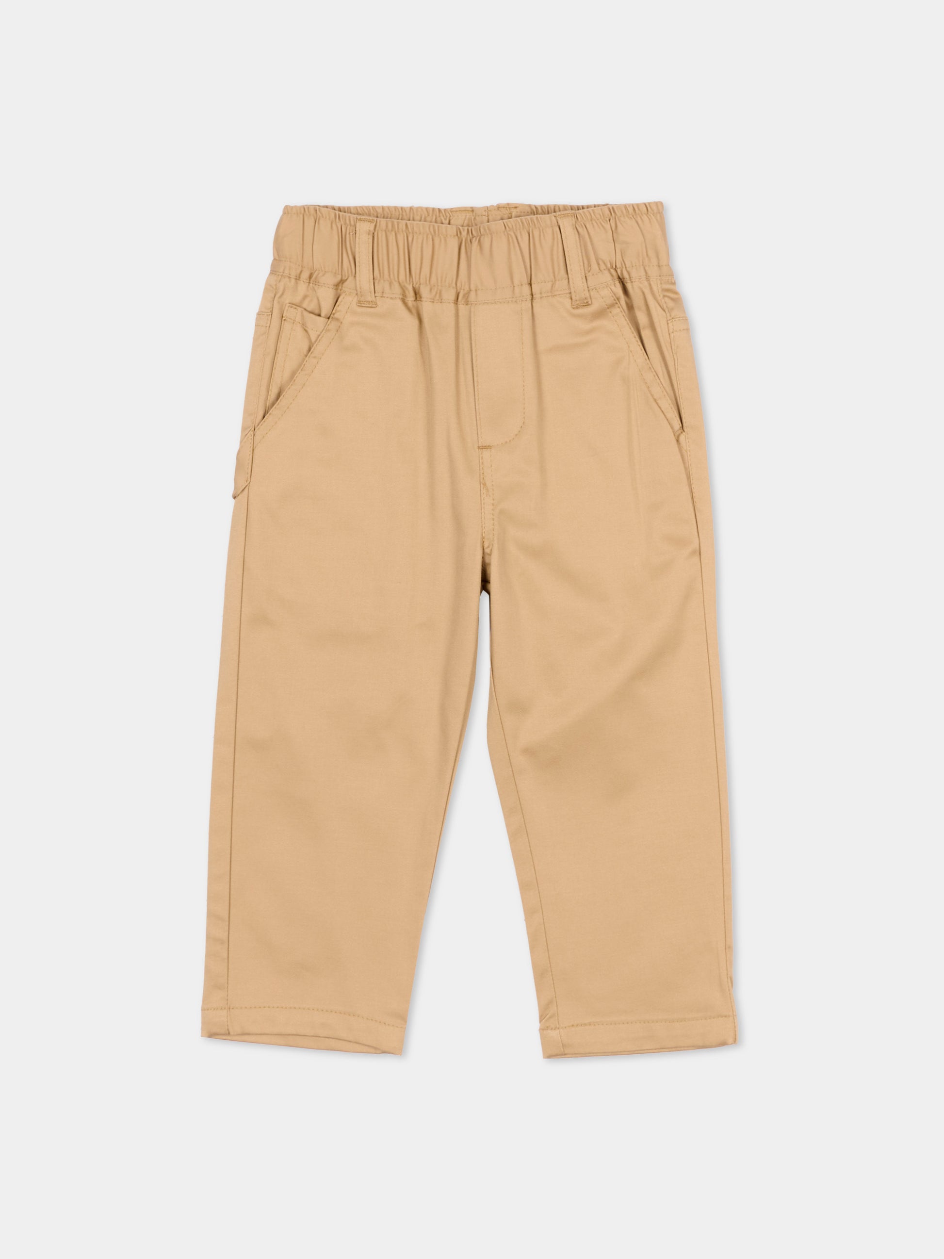 Pantaloni beige per neonato con levriero,Trussardi Junior,TIP26050PA BROWN MACCHIATO
