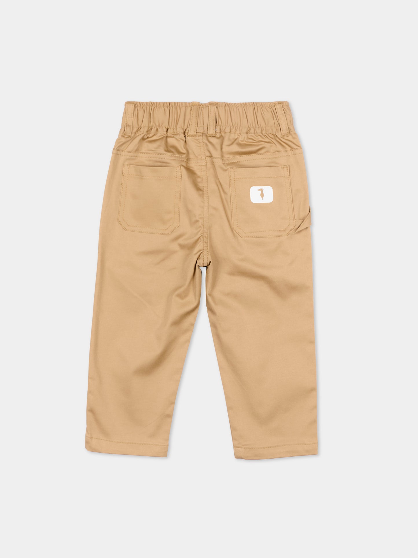 Pantaloni beige per neonato con levriero,Trussardi Junior,TIP26050PA BROWN MACCHIATO