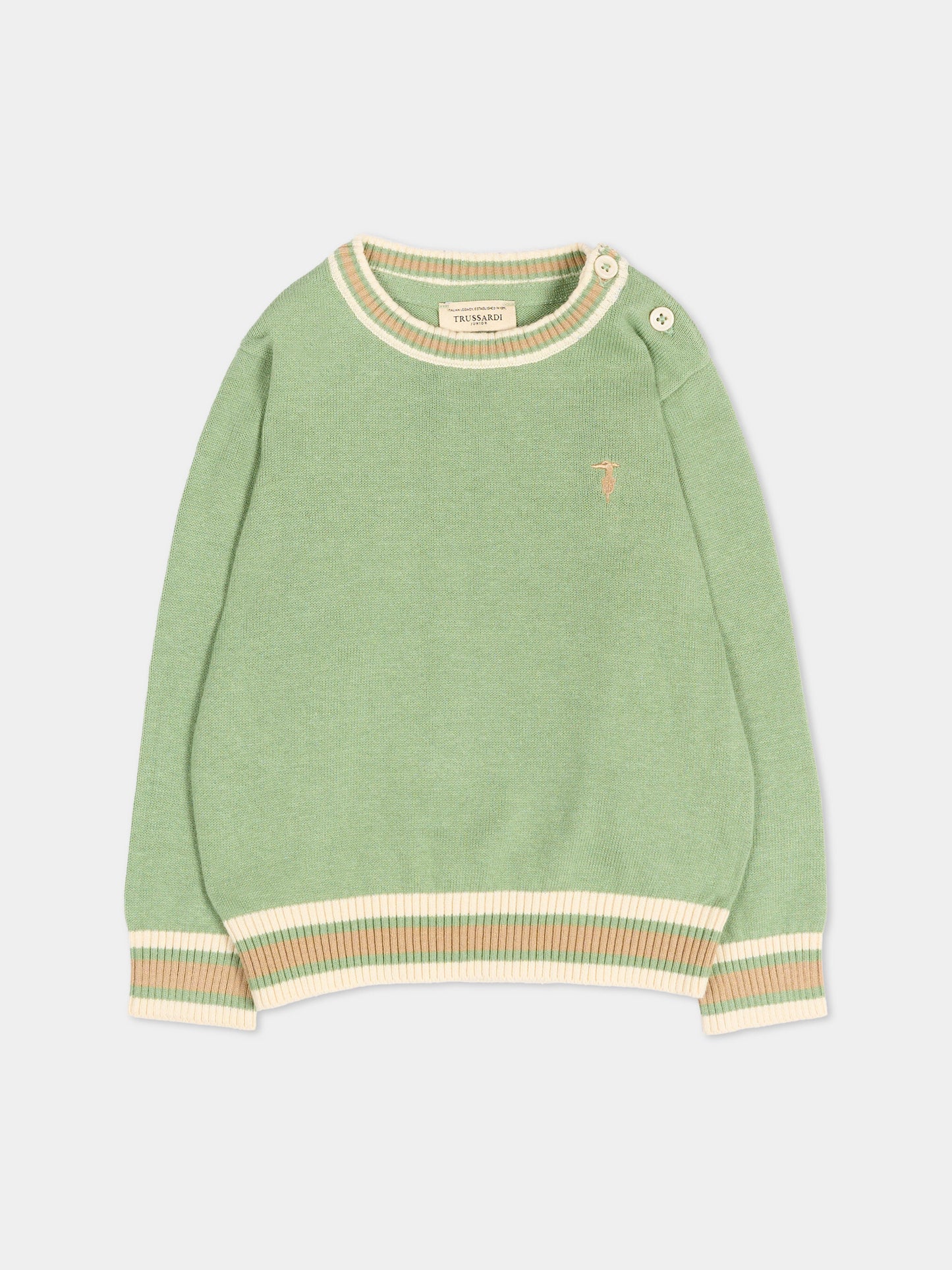 Maglione verde per neonato con levriero,Trussardi Junior,TIP26055MA GREEN BASIL