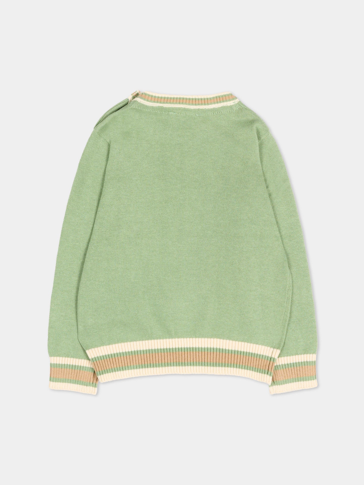Maglione verde per neonato con levriero,Trussardi Junior,TIP26055MA GREEN BASIL