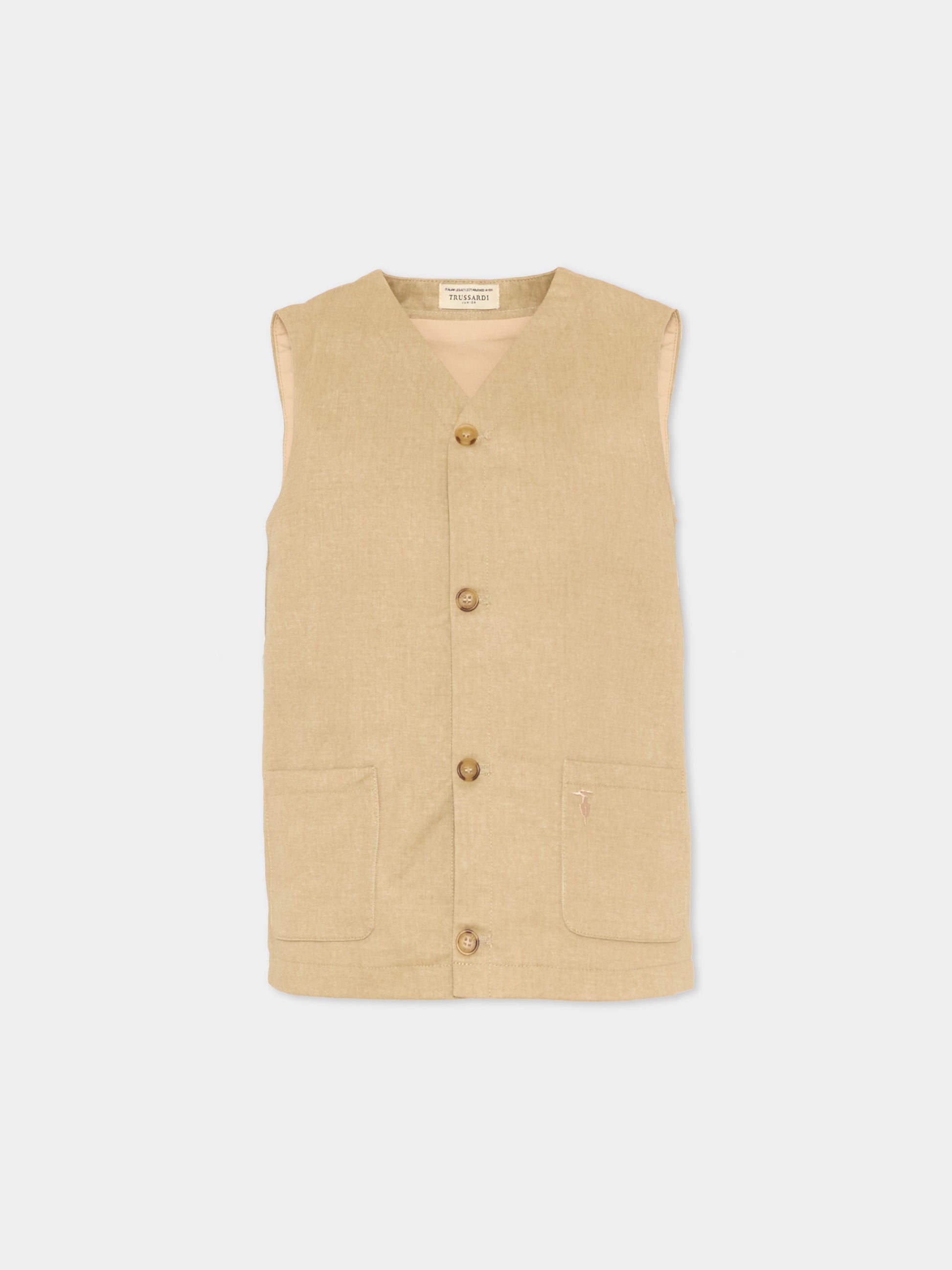 Panciotto marrone per bambino con levriero,Trussardi Junior,TIP26057GT BROWN INCENSE