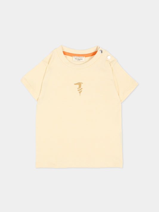 T-Shirt beige per neonato con levriero,Trussardi Junior,TIP26048TS BEIGE NEW ECRU