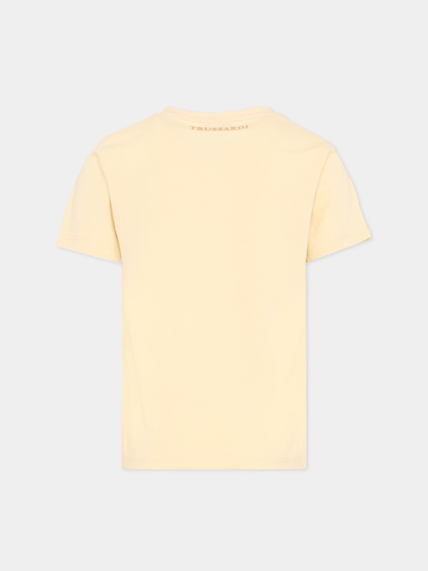 T-Shirt beige per bambino con logo,Trussardi Junior,TIP26048TS BEIGE NEW ECRU