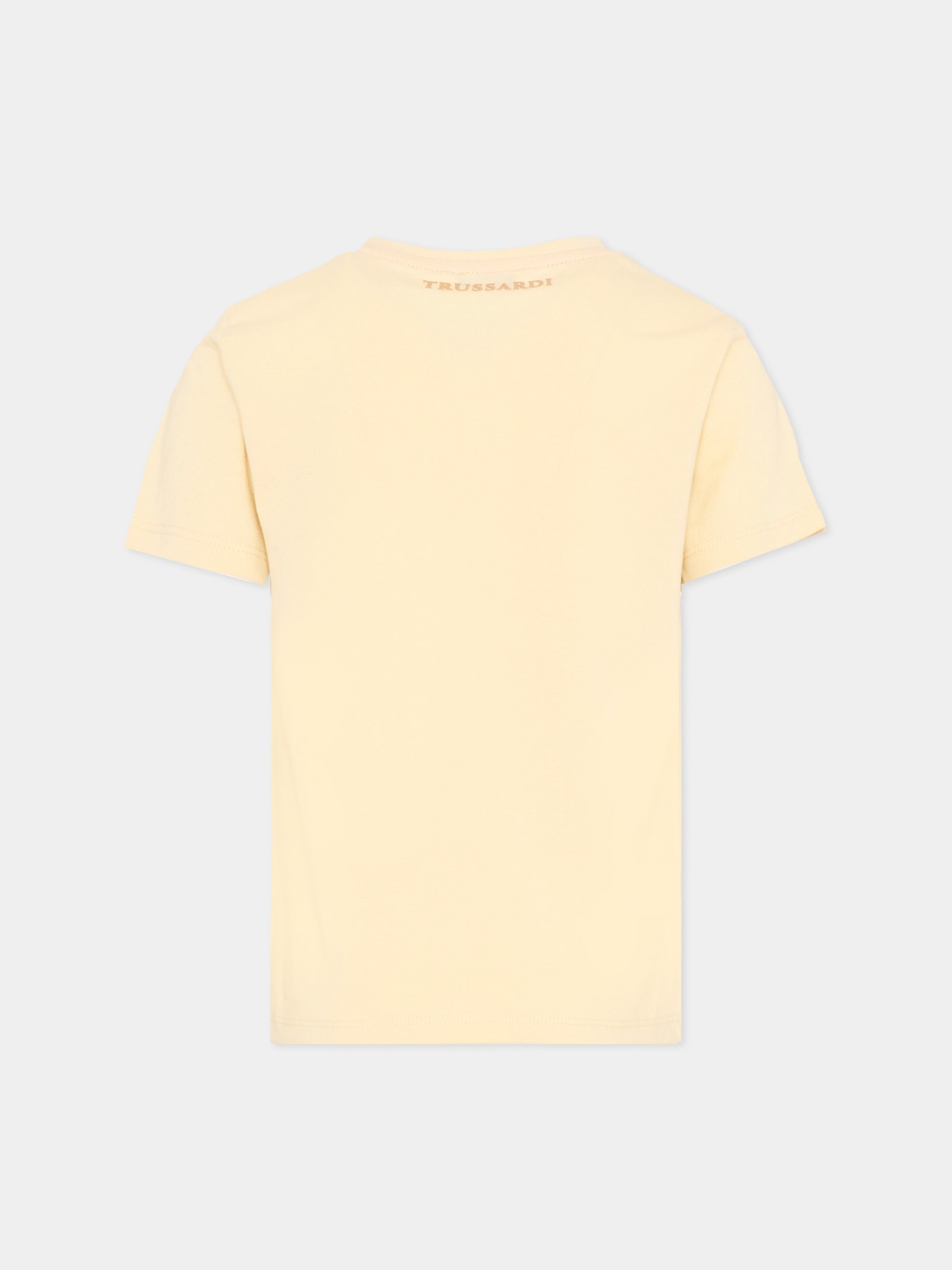 T-Shirt beige per bambino con logo,Trussardi Junior,TIP26048TS BEIGE NEW ECRU
