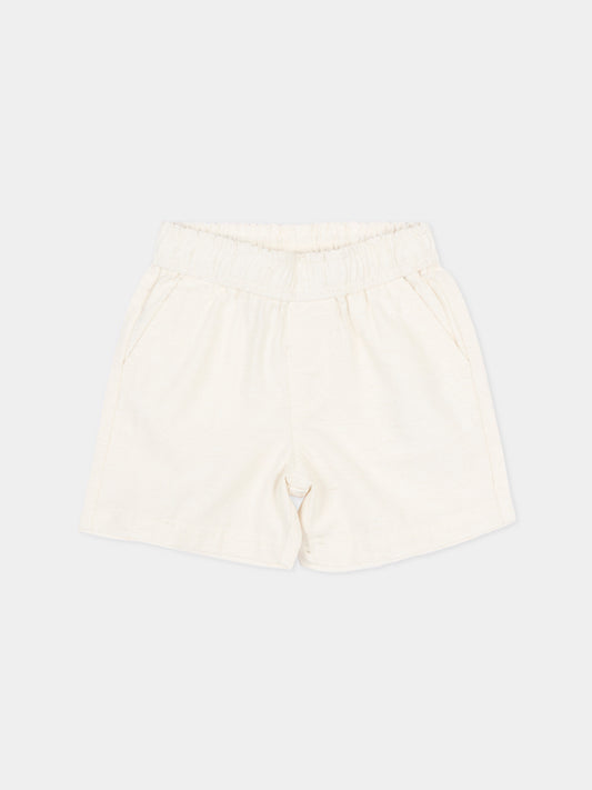 Shorts eleganti avorio per neonato con levriero,Trussardi Junior,TIP26063BE BEIGE NEW ECRU