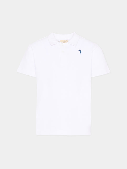 Polo bianca per bambino con levriero,Trussardi Junior,TIP26096PO WHITE