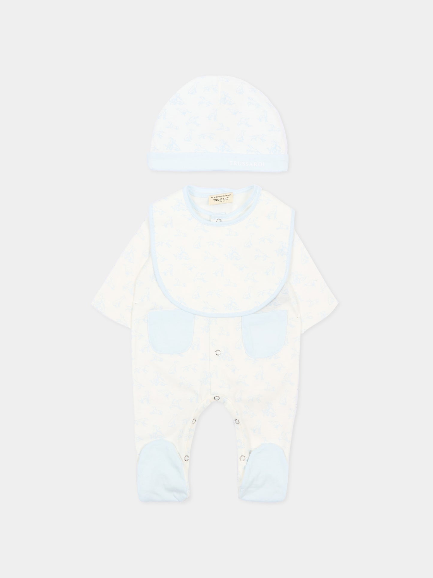 Set tutina avorio per neonato con levrieri,Trussardi Junior,TLP26003TU WHITE