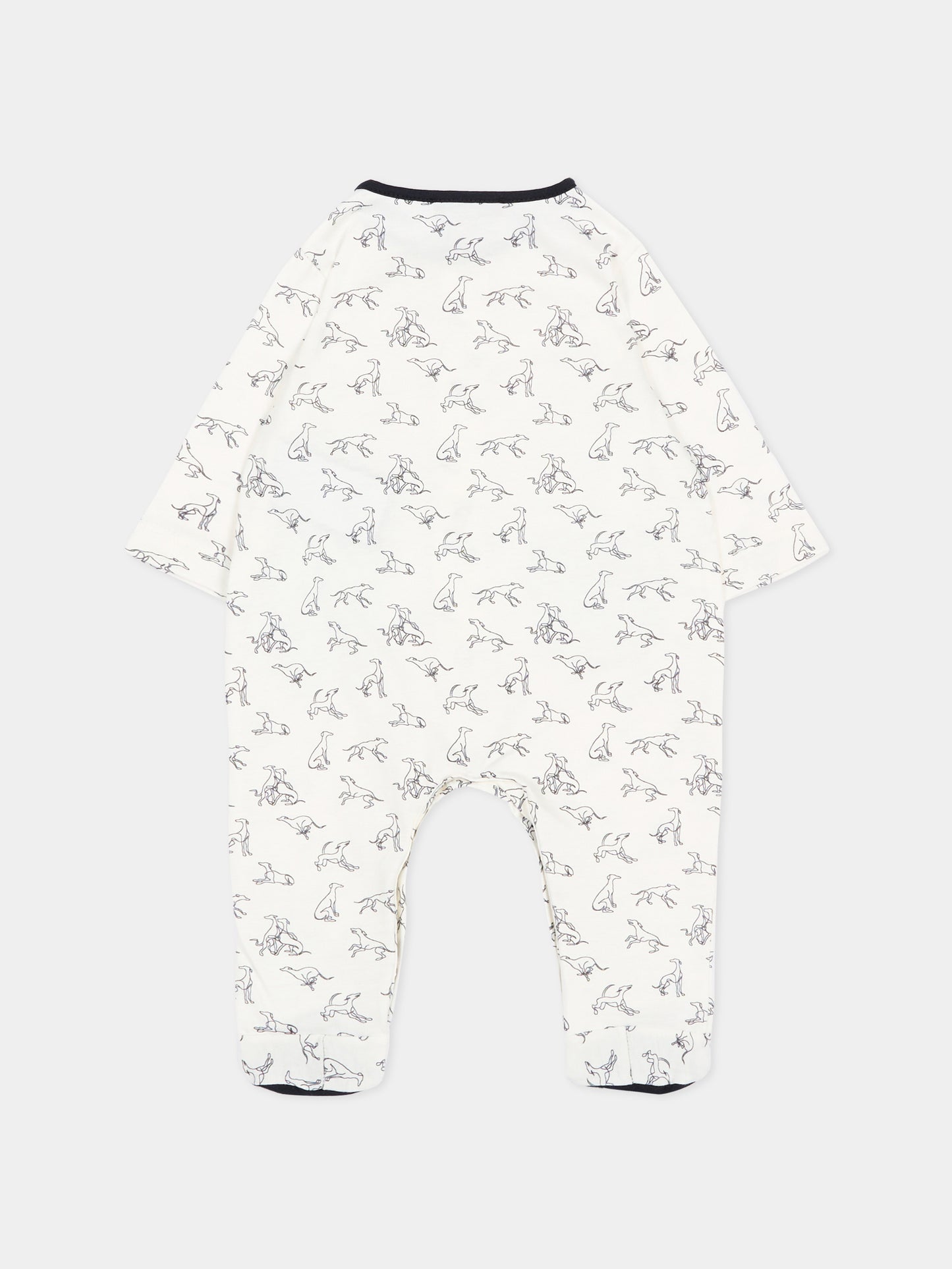 Set tutina bianco per neonato con levrieri,Trussardi Junior,TLP26003TU WHITE BLUE