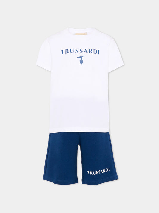 Completo sportivo bianco per bambino con logo,Trussardi Junior,TBP26010CJ WHITE OPTICAL