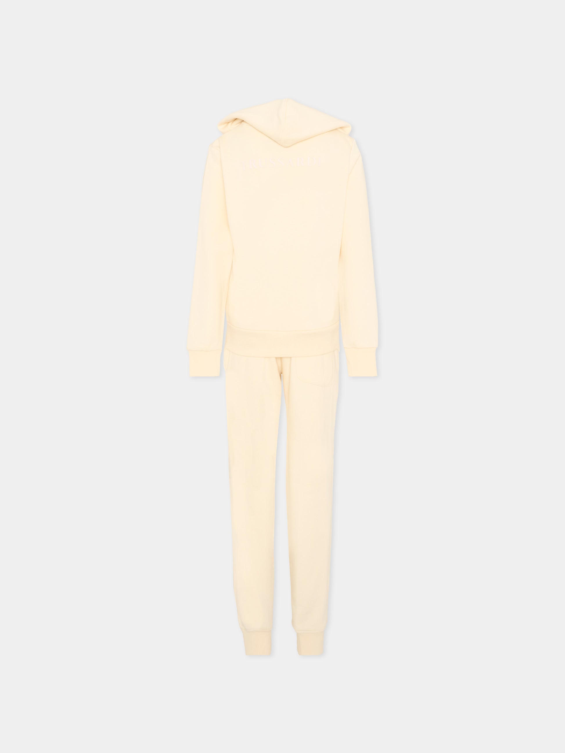 Completo sportivo beige per bambino con logo,Trussardi Junior,TBP26009CF BEIGE NEW ECRU