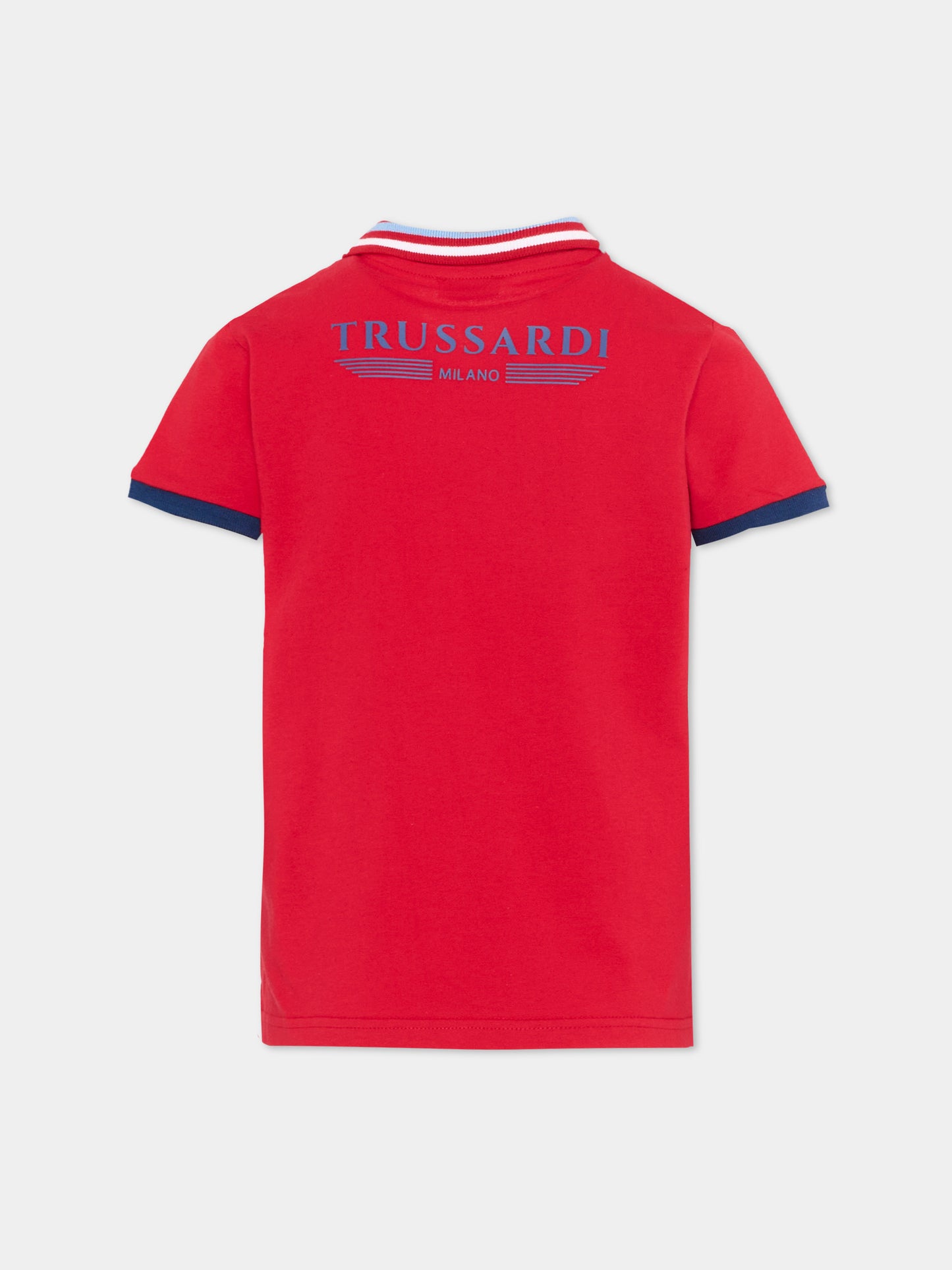 Polo rossa per bambino con logo,Trussardi Junior,TIP26102PO RED LYCHEE
