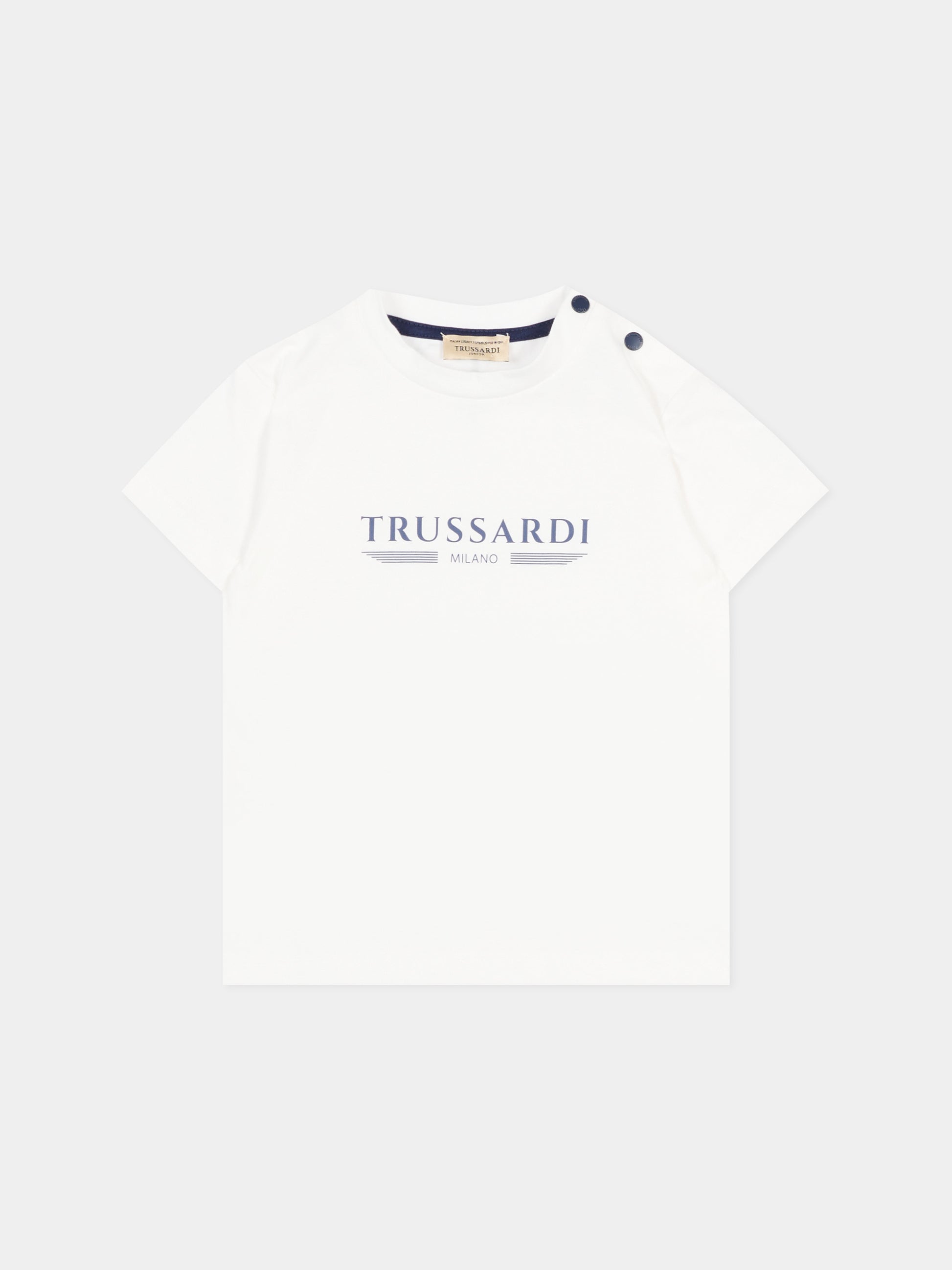 T-shirt bianca per neonato con logo,Trussardi Junior,TIP26035TS OFF-WHITE