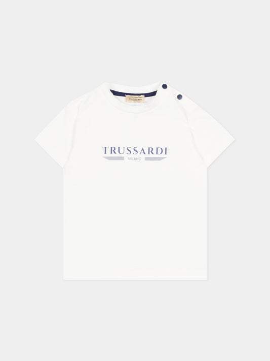 T-shirt bianca per neonato con logo,Trussardi Junior,TIP26035TS OFF-WHITE