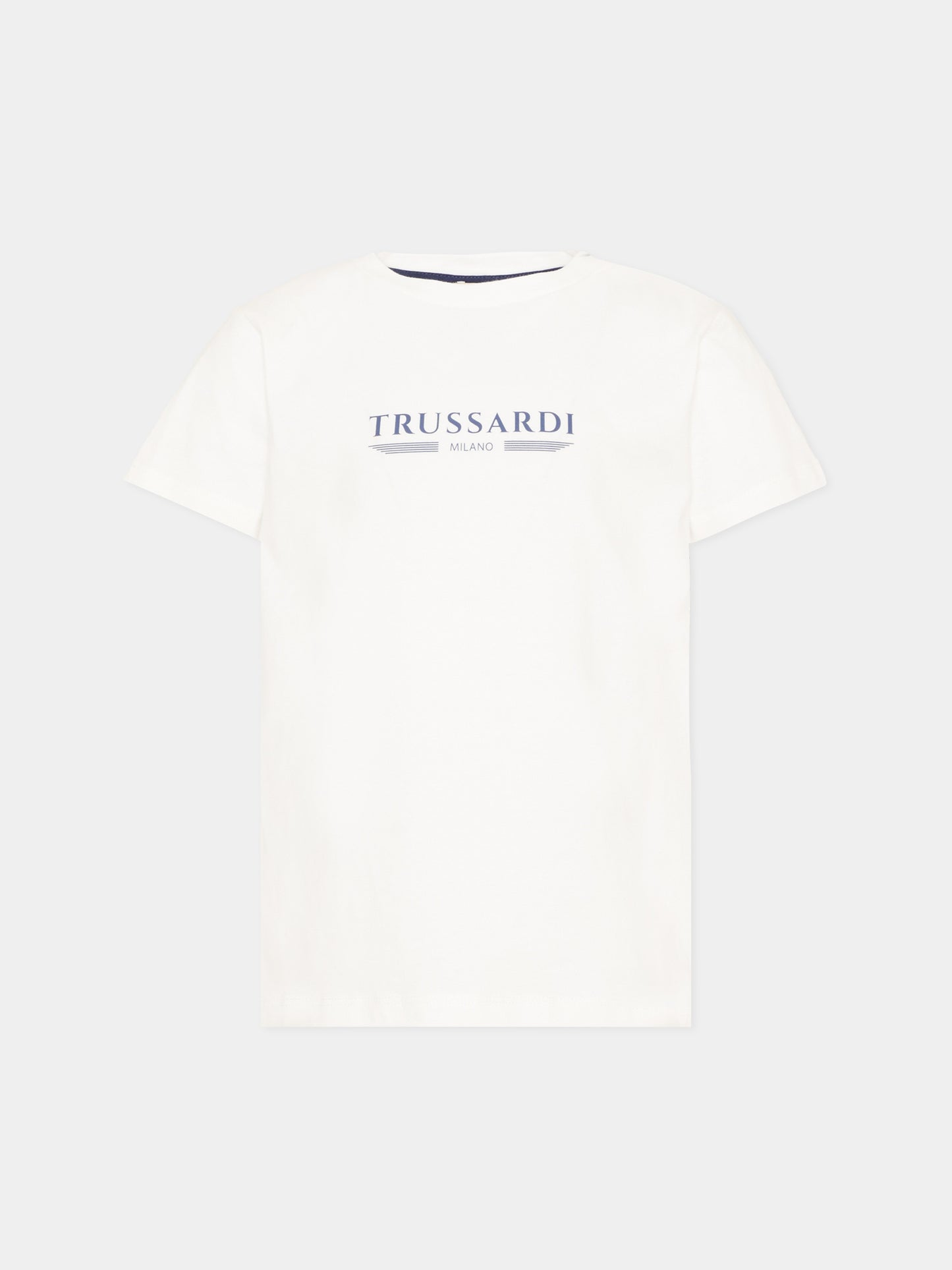 T-shirt bianca per bambino con logo,Trussardi Junior,TIP26035TS OFF-WHITE