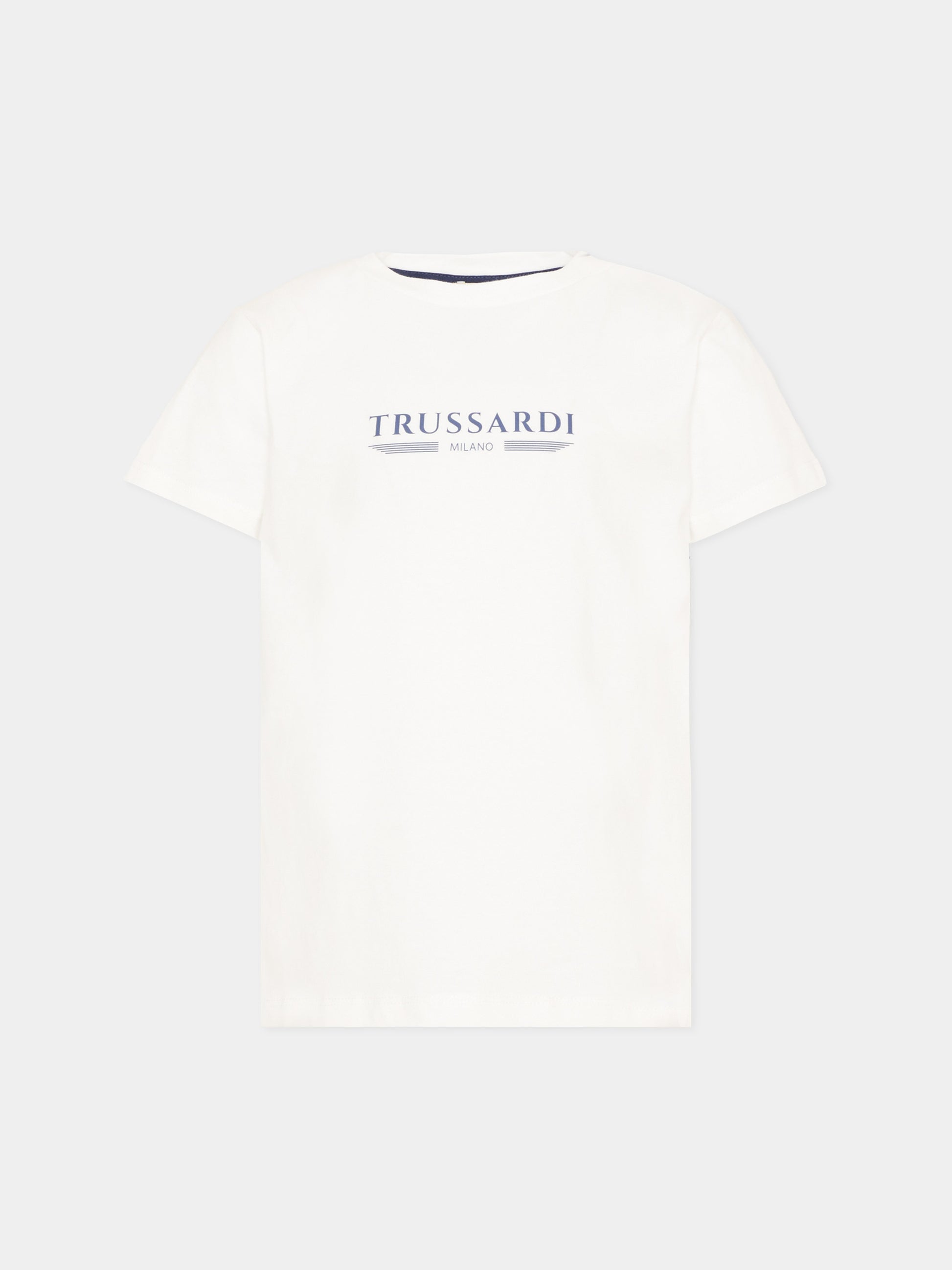 T-shirt bianca per bambino con logo,Trussardi Junior,TIP26035TS OFF-WHITE