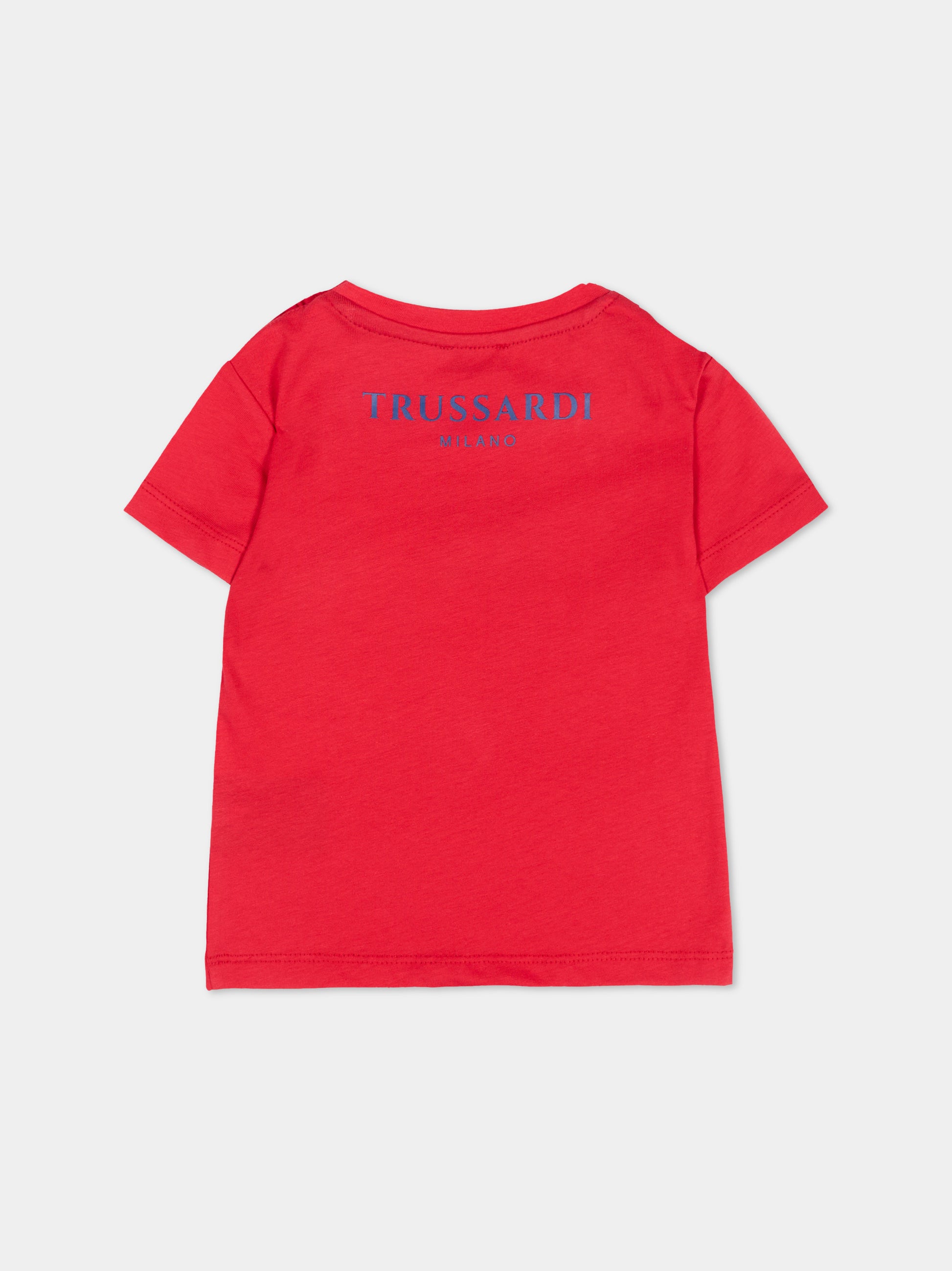 T-Shirt rossa per neonato con levriero,Trussardi Junior,TIP26093TS RED LYCHEE