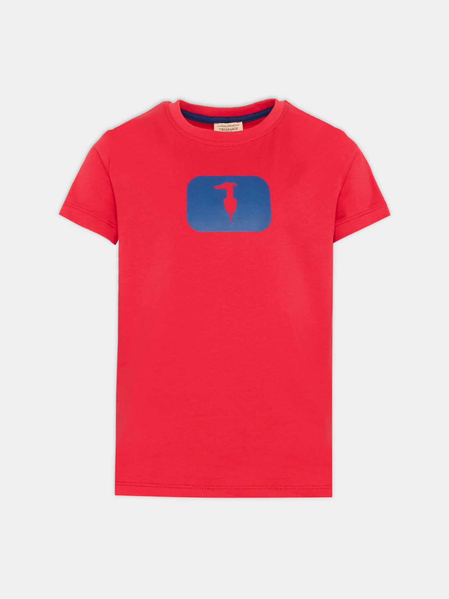 T-Shirt rossa per bambino con levriero,Trussardi Junior,TIP26093TS RED LYCHEE