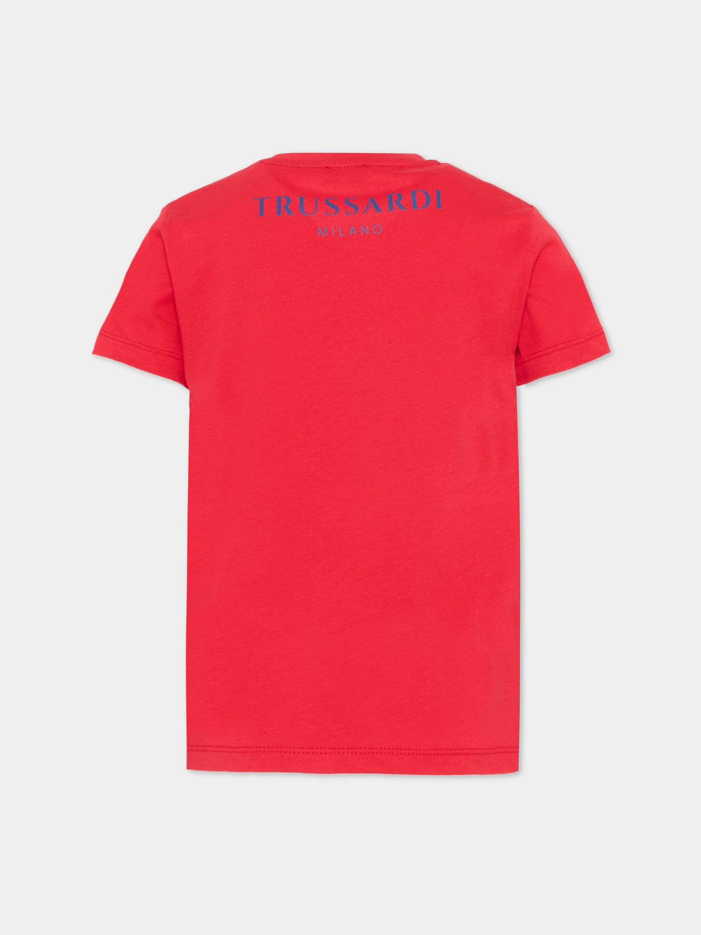 T-Shirt rossa per bambino con levriero,Trussardi Junior,TIP26093TS RED LYCHEE
