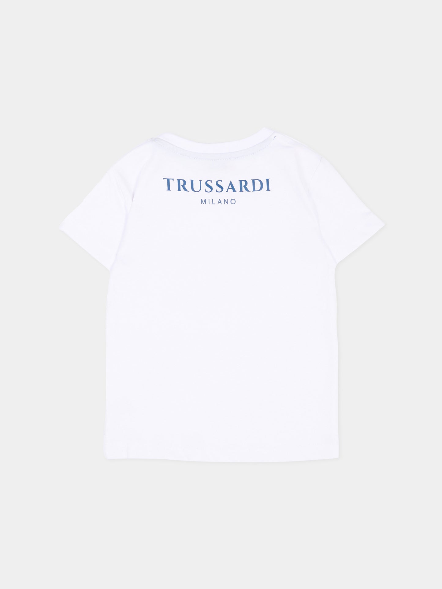 T-Shirt bianca per neonato con logo,Trussardi Junior,TIP26093TS WHITE