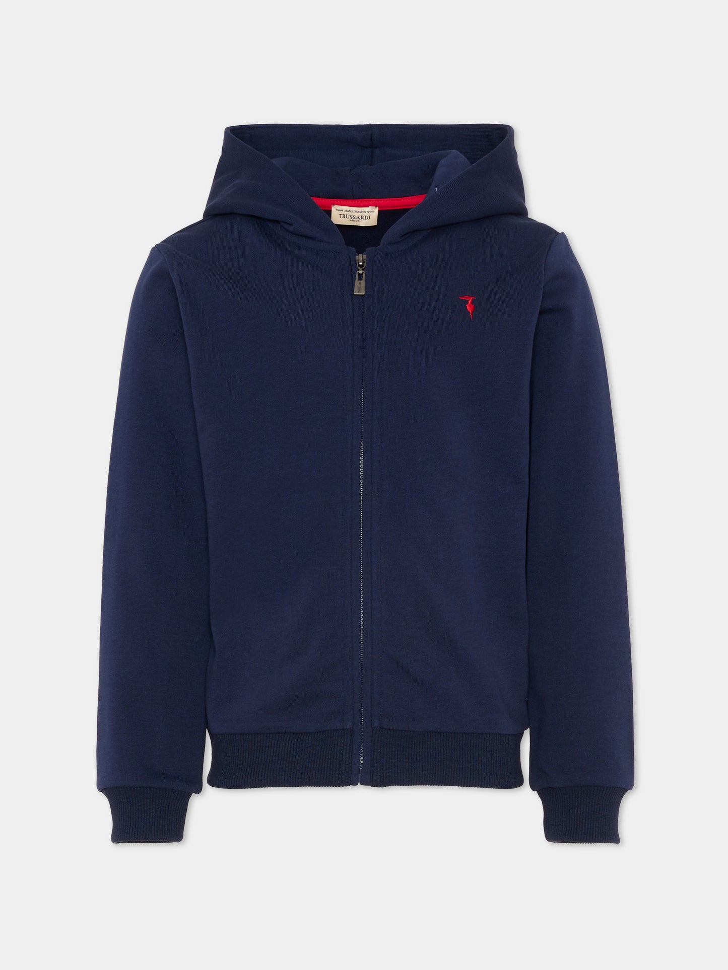 Felpa blu con cappuccio per bambino con levriero,Trussardi Junior,TIP26090FE BLUE ESTATE