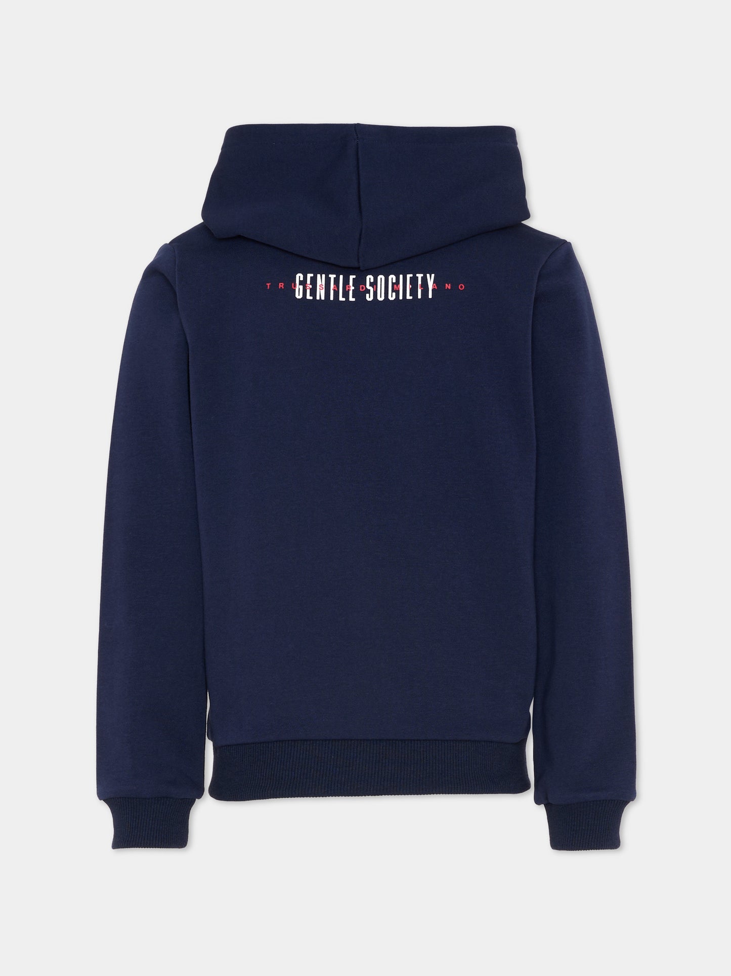 Felpa blu con cappuccio per bambino con levriero,Trussardi Junior,TIP26090FE BLUE ESTATE