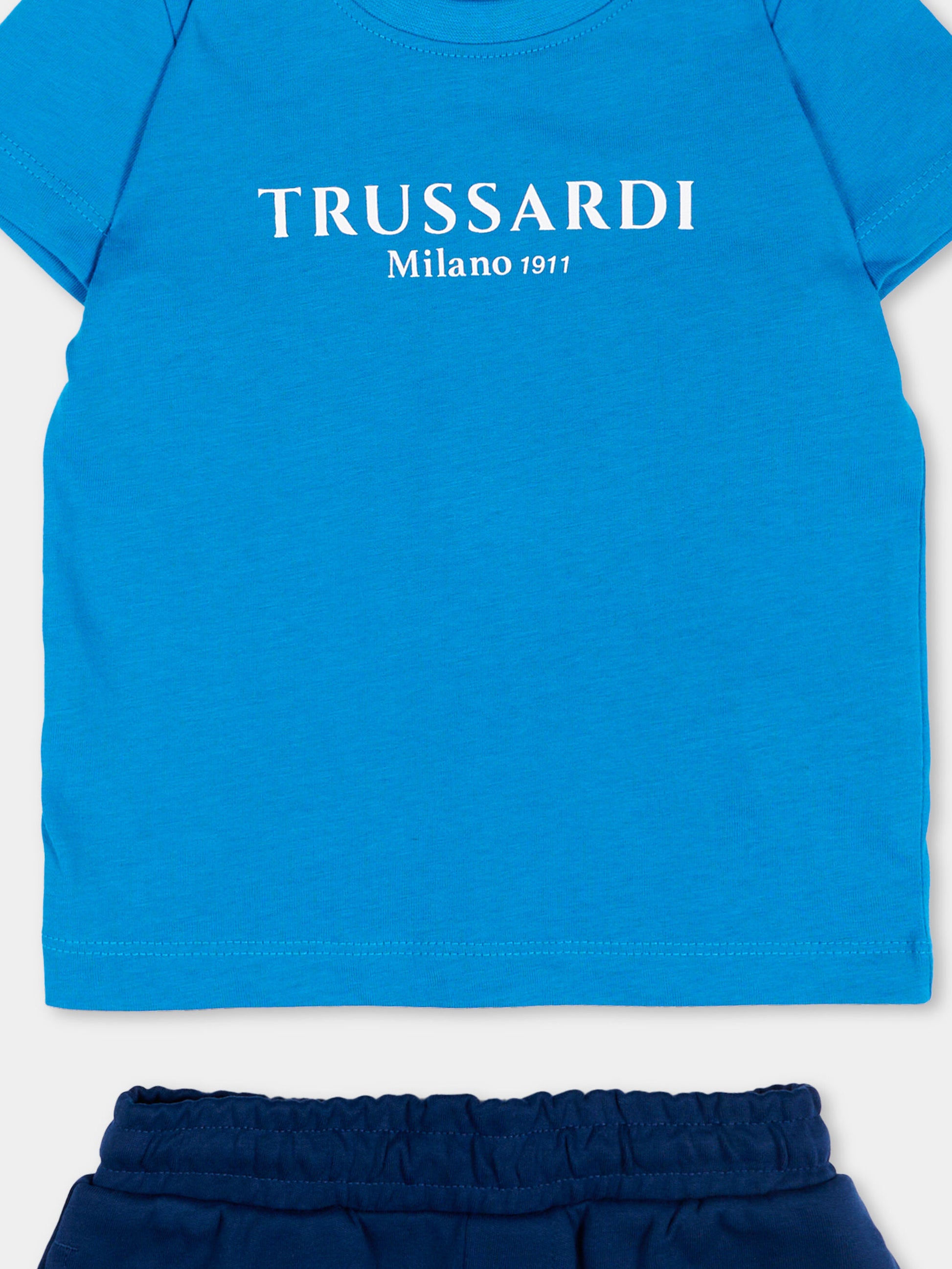 Completo sportivo blu per neonato con logo,Trussardi Junior,TIP26008CJ BLUE BRILLANT