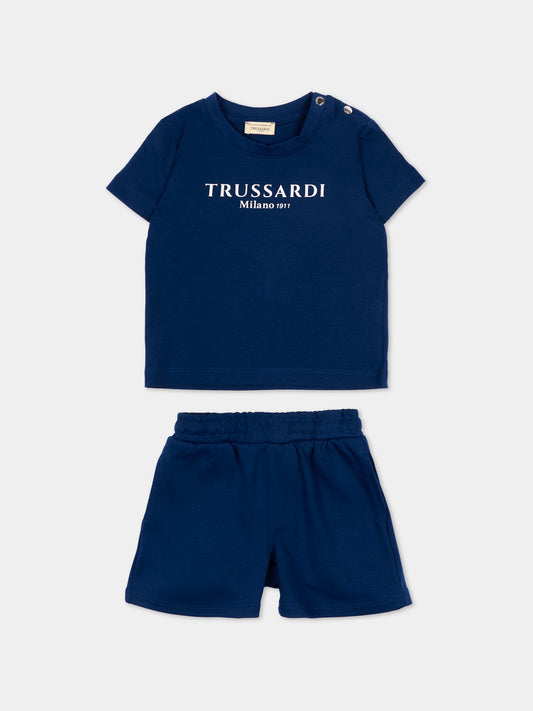 Completo sportivo blu per neonato con logo,Trussardi Junior,TIP26008CJ BLUE ESTATE