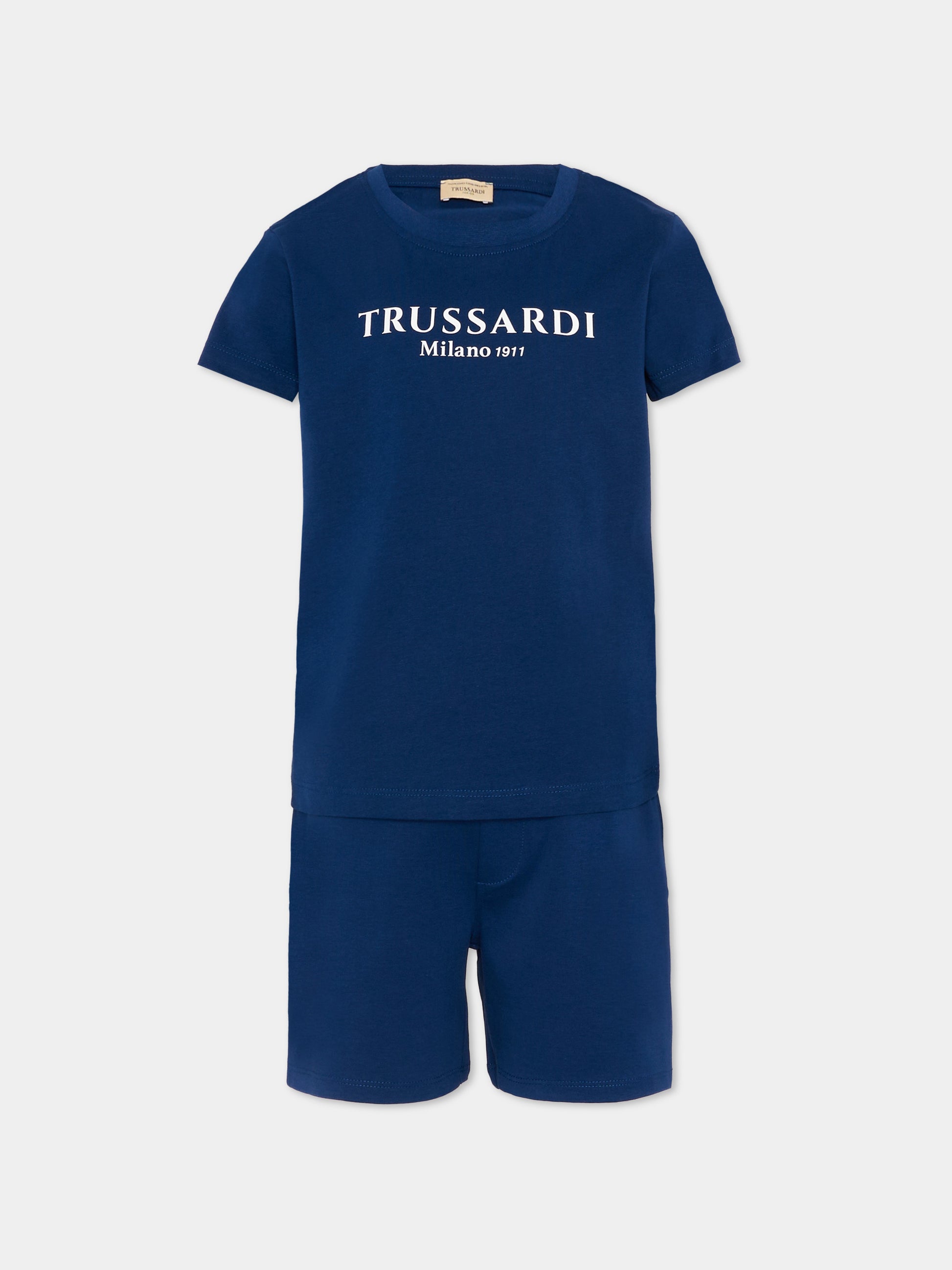 Completo sportivo blu per bambino con logo,Trussardi Junior,TIP26008CJ BLUE ESTATE