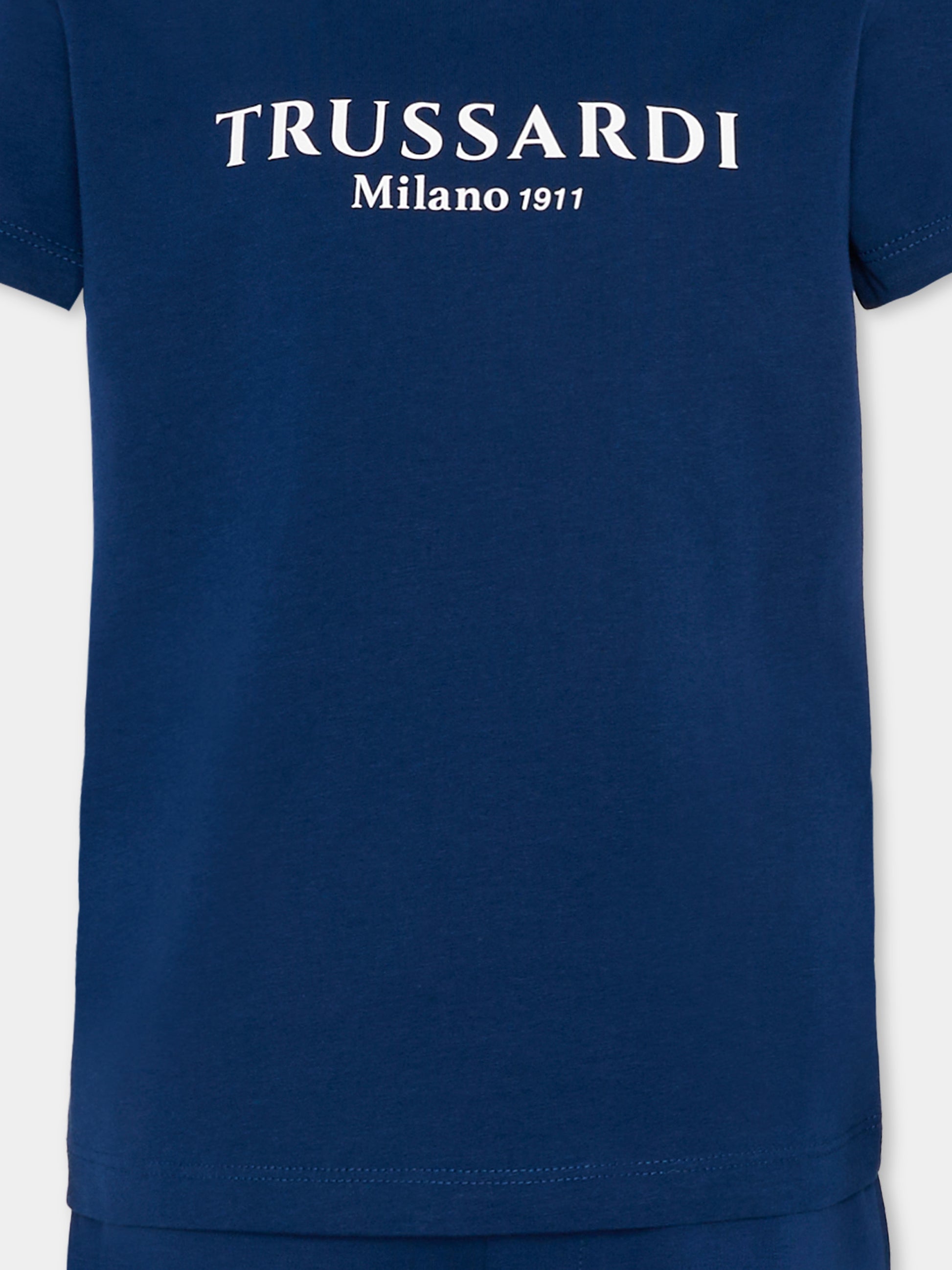 Completo sportivo blu per bambino con logo,Trussardi Junior,TIP26008CJ BLUE ESTATE