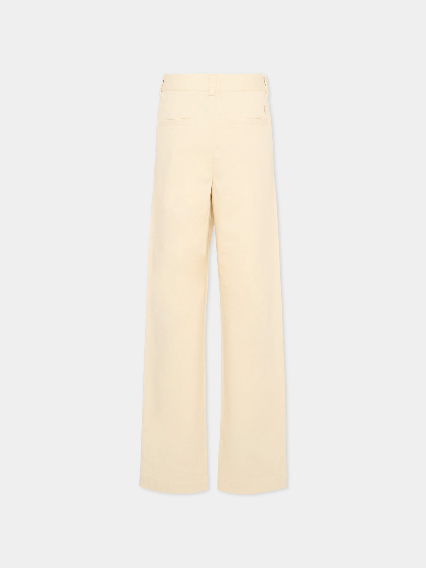 Pantaloni casual beige per bambino con levriero,Trussardi Junior,TBP26131PA BEIGE NEW ECRU