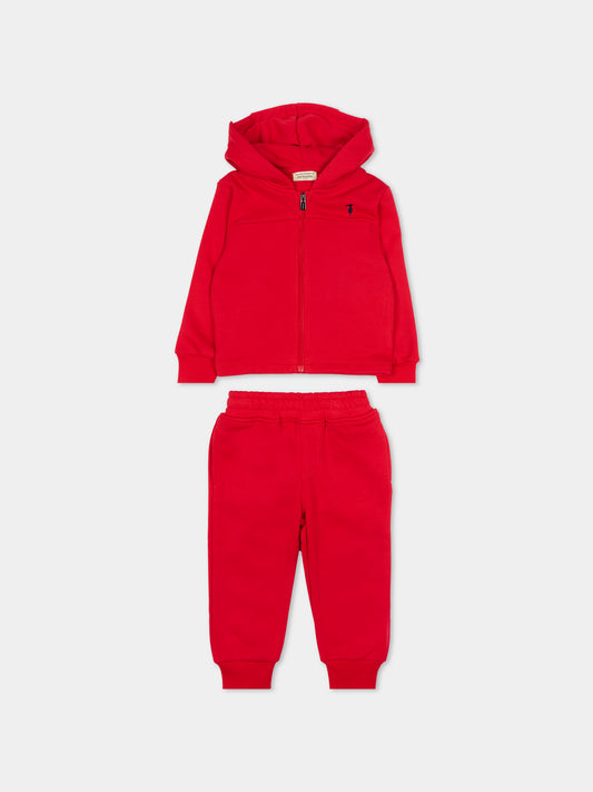 Completo sportivo rosso per neonato con logo,Trussardi Junior,TIP26100CF RED LYCHEE