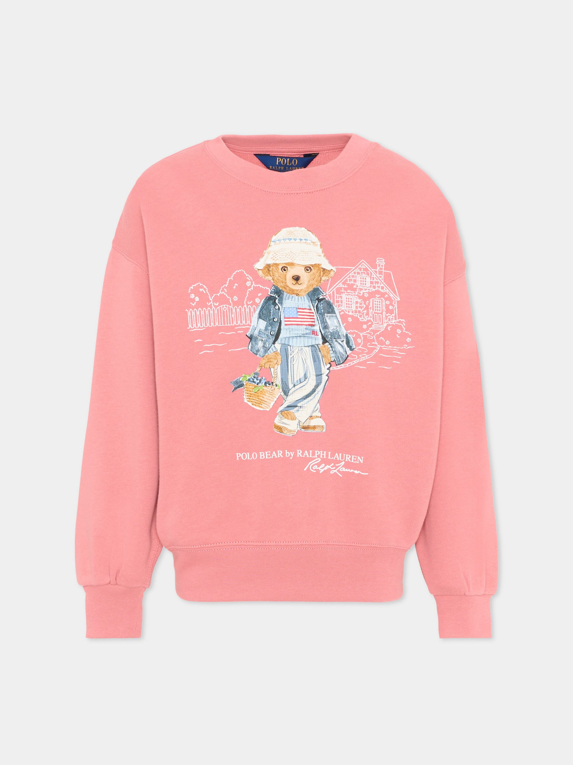 Felpa rosa Polo Bear per bambina,Ralph Lauren Kids,A11783002