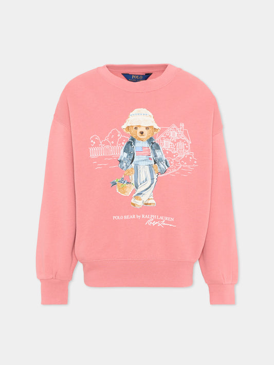 Felpa rosa Polo Bear per bambina,Ralph Lauren Kids,A11783002