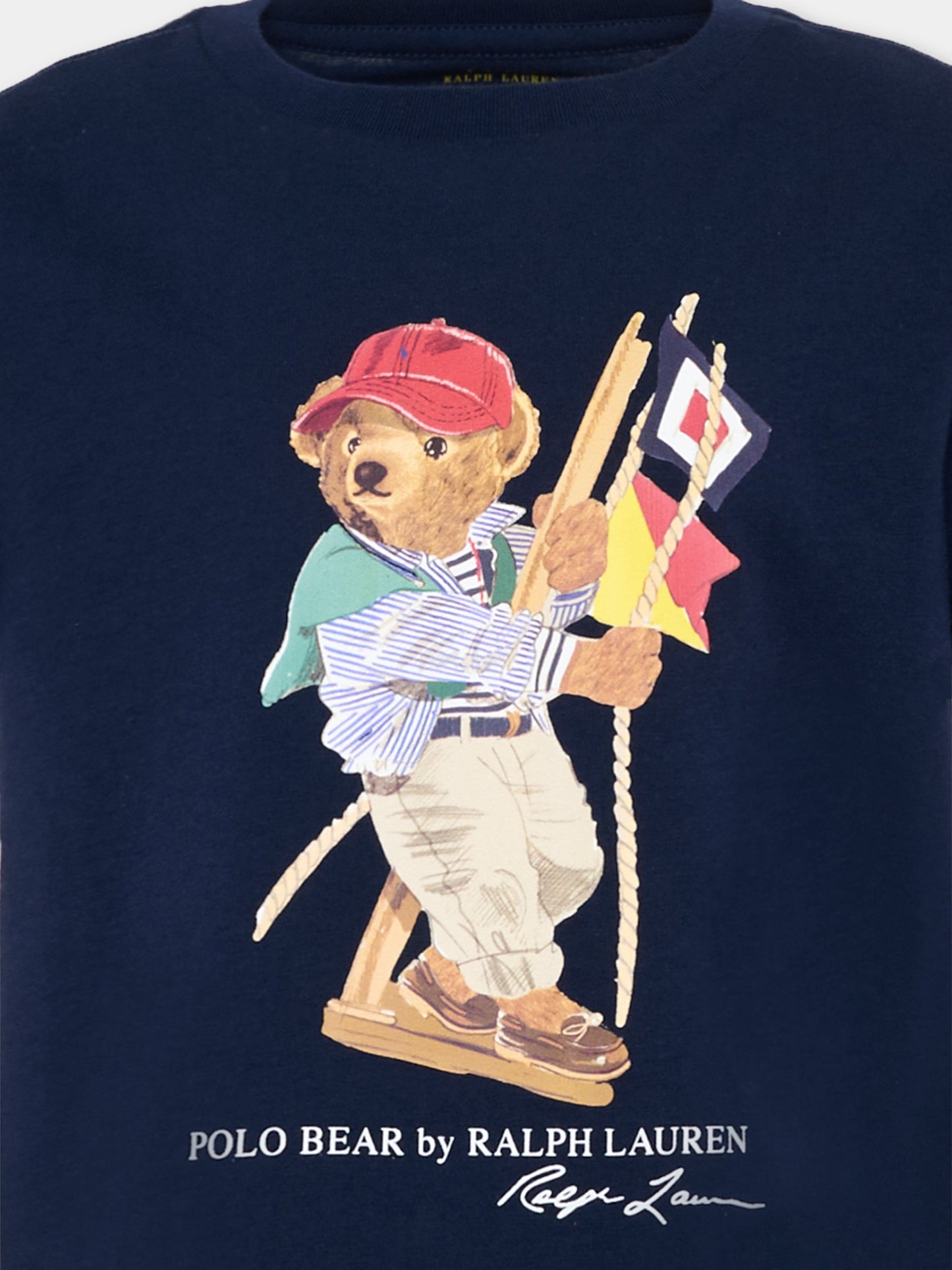 T-shirt blu per bambino con Polo Bear,Ralph Lauren Kids,A12428001