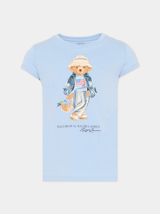 T-shirt celeste Polo Bear per bambino,Ralph Lauren Kids,A11759001