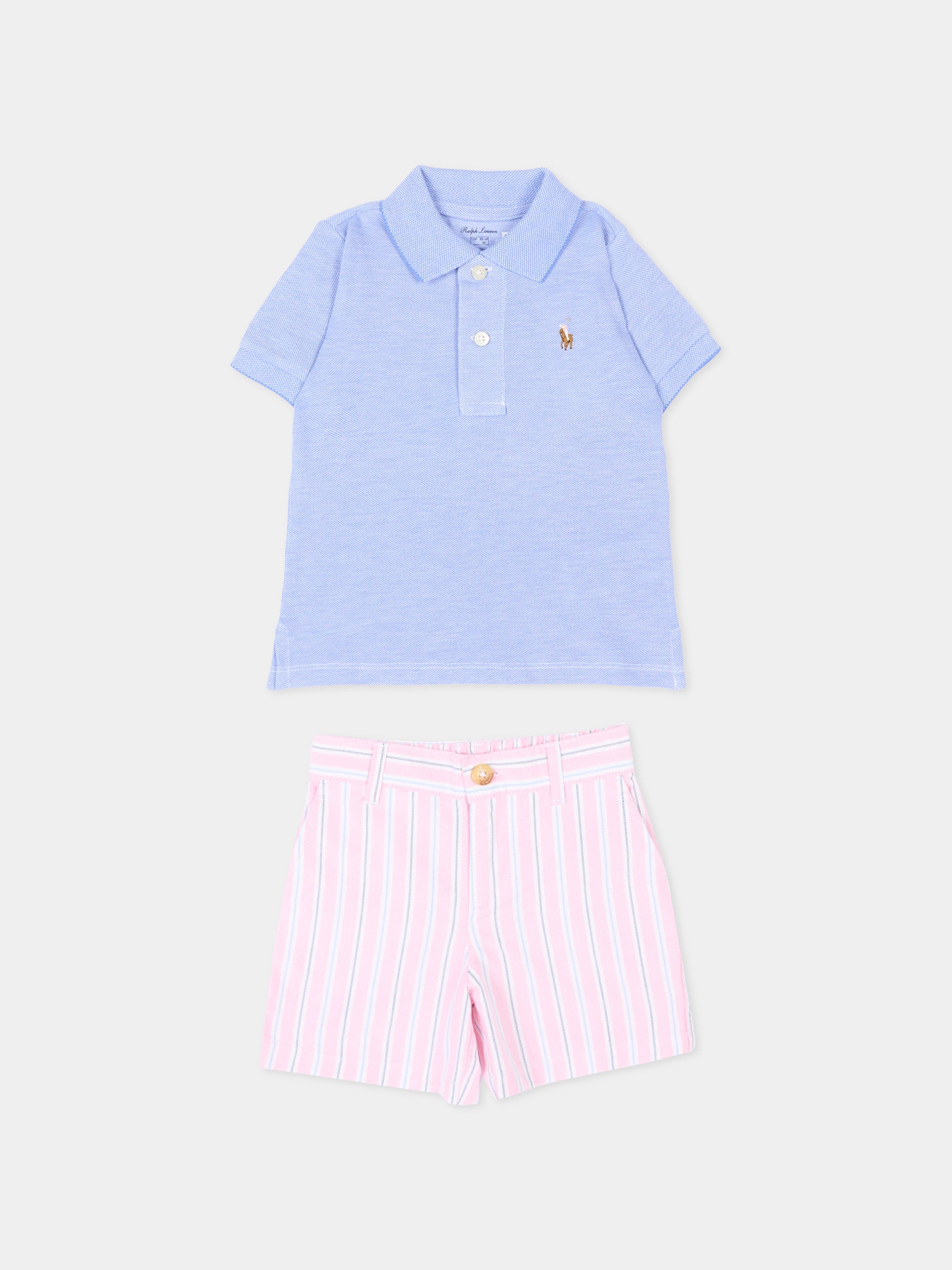 Completo sportivo multicolor per neonato a righe,Ralph Lauren Kids,B14072001