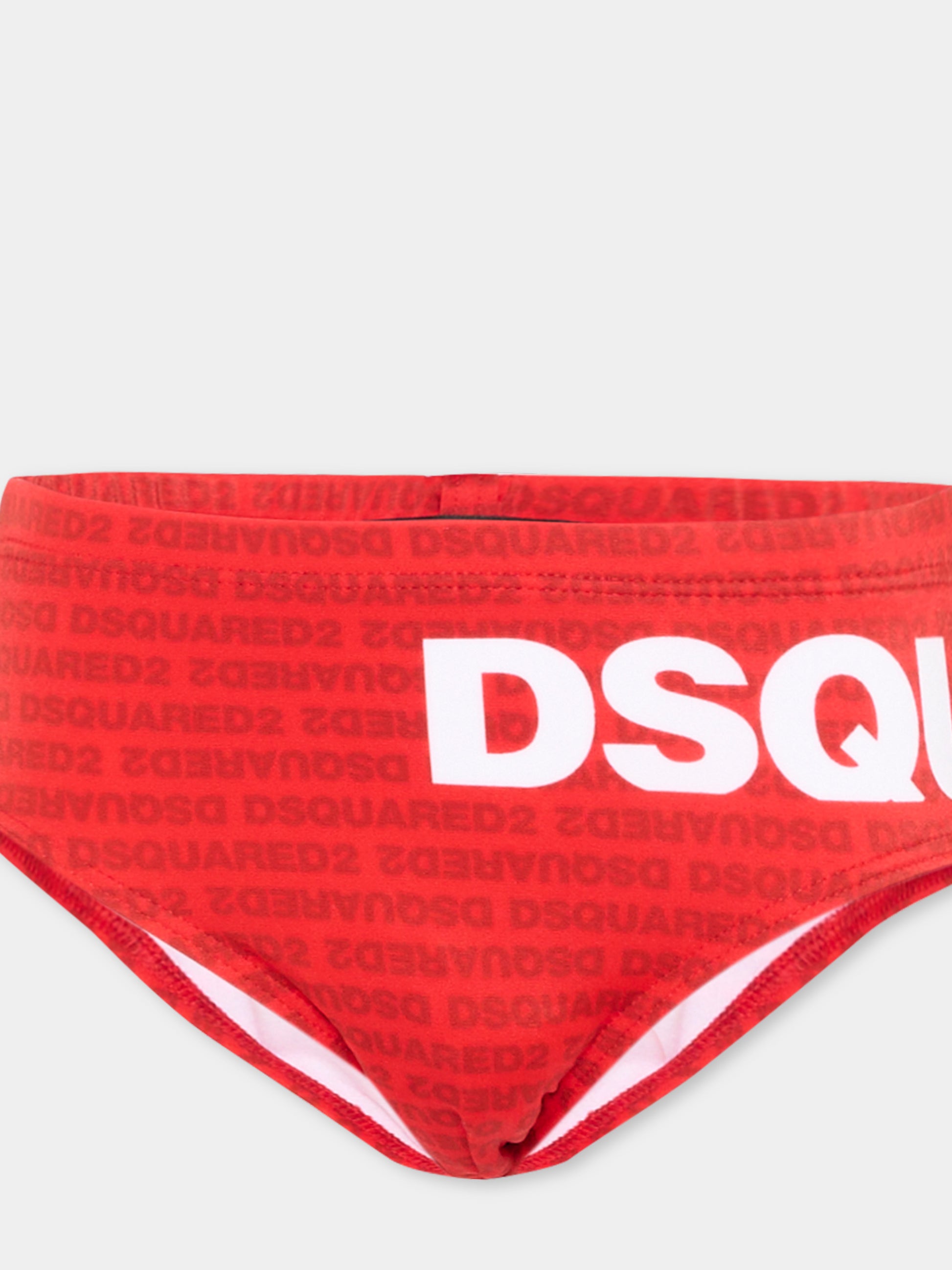 Slip mare rosso per bambino con logo,Dsquared2,DQ3299 D0AGX DQ401