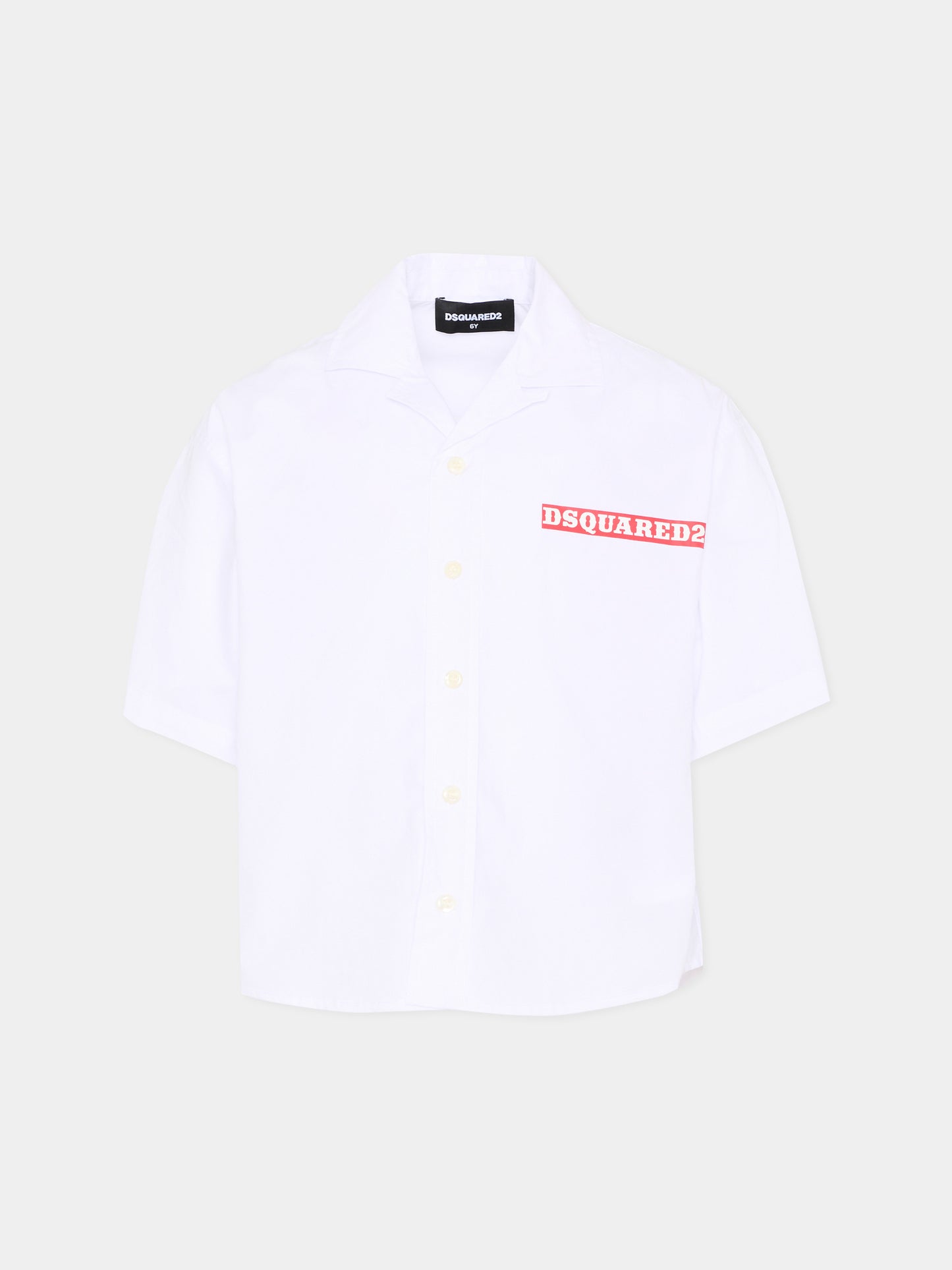 Camicia bianca per bambino con stampa cactus,Dsquared2,DQ3357 D0AHJ DQ100