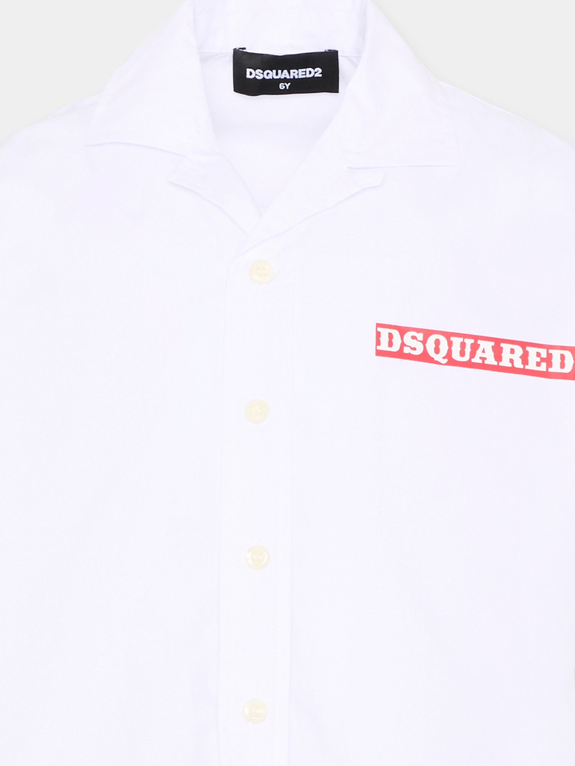 Camicia bianca per bambino con stampa cactus,Dsquared2,DQ3357 D0AHJ DQ100