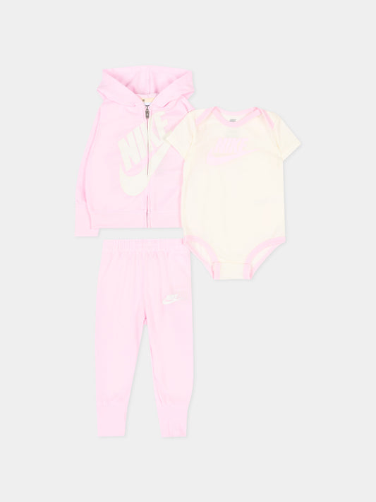 Completo sportivo rosa per neonata con logo,Nike,66J461 A9Y